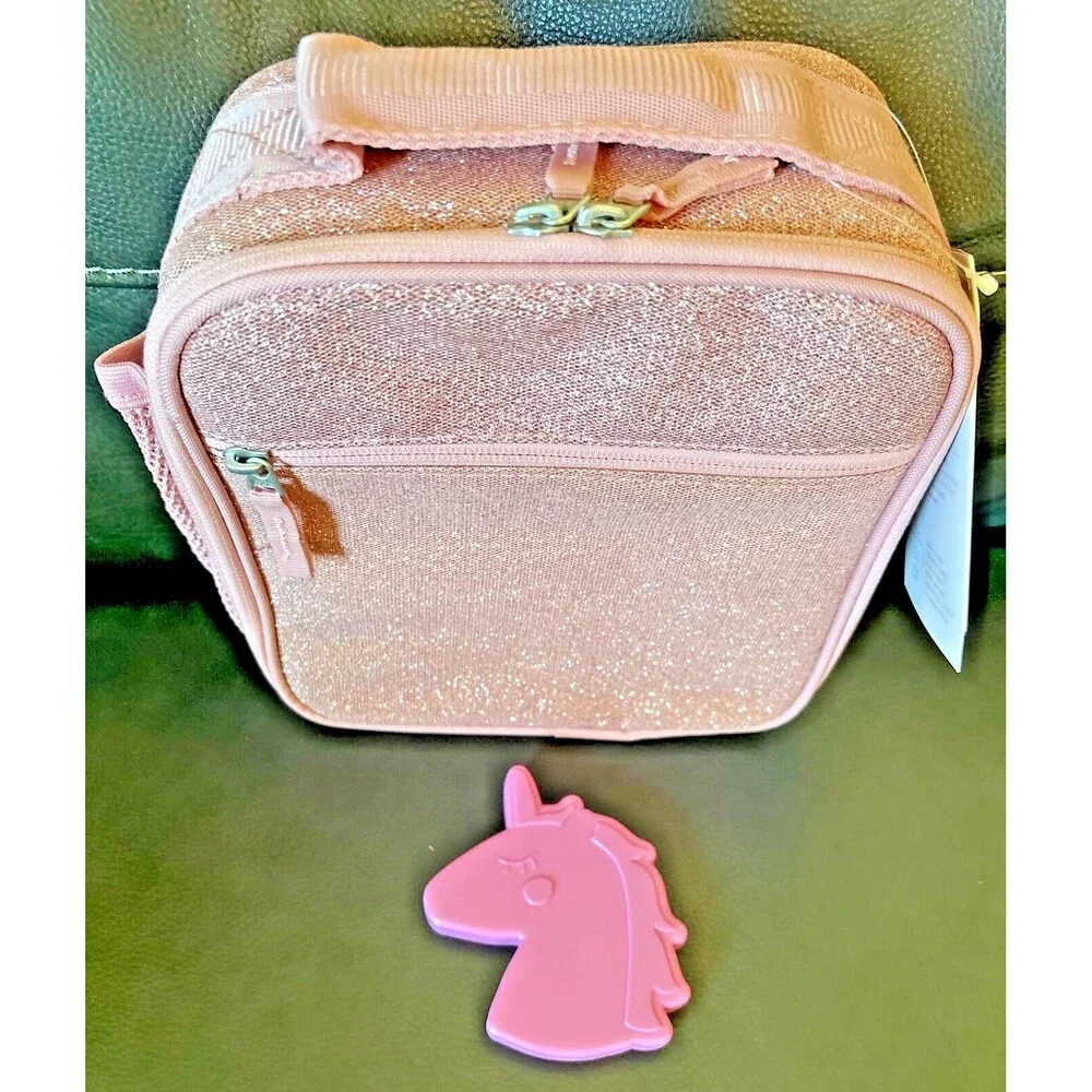 Pottery Barn LUNCH BOX BAG School Glitter+ Unicorn Barbie girl Travel SET h